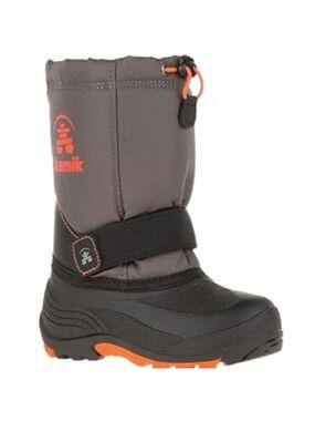 Size 6 Youth Kamik Kids Gray and Orange Snow Boots